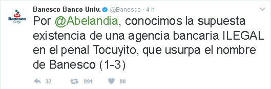 Banesco denuncia existencia de agencia ilegal en recinto penitenciario