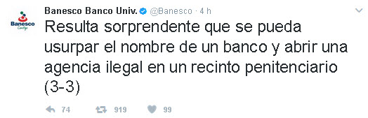 Banesco denuncia existencia de agencia ilegal en recinto penitenciario