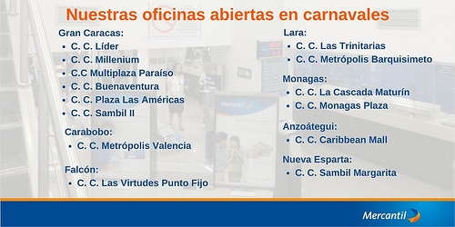 Agencias bancarias disponibles en Carnaval