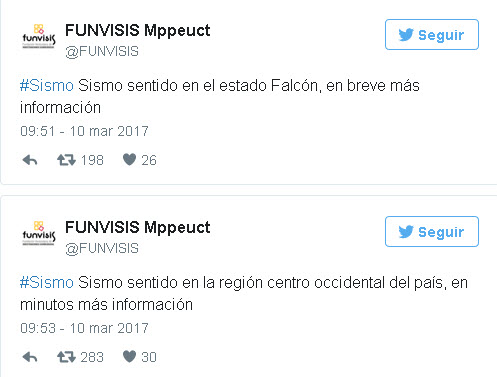 Funvisis reporta sismo en Falcón