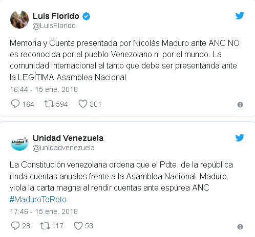 Diputados rechazan mensaje anual de Maduro ante la ANC