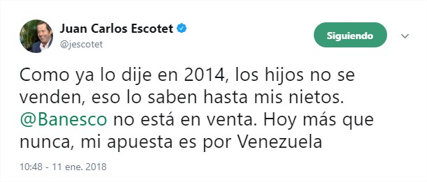 Escotet: Banesco no está en venta