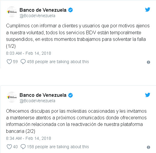 Plataforma del Banco de Venezuela está suspendida temporalmente