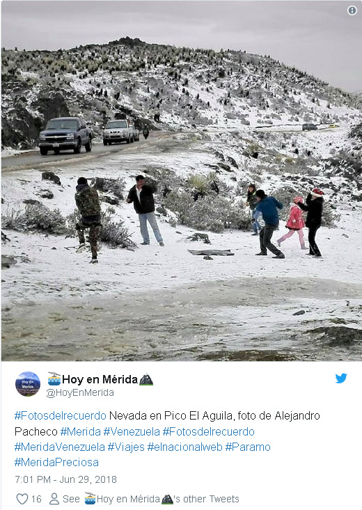 Reportan nevadas en páramos merideños