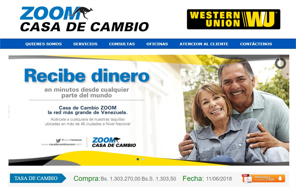 Italcambio y Zoom cambian remesas a Bs 1.303.270 por dólar