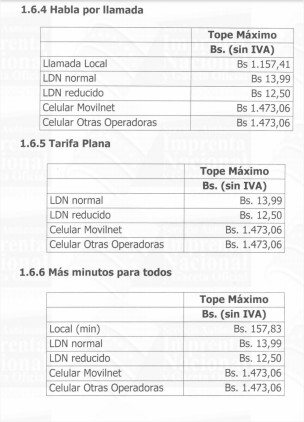 Cantv incrementa tarifas de telefonía local