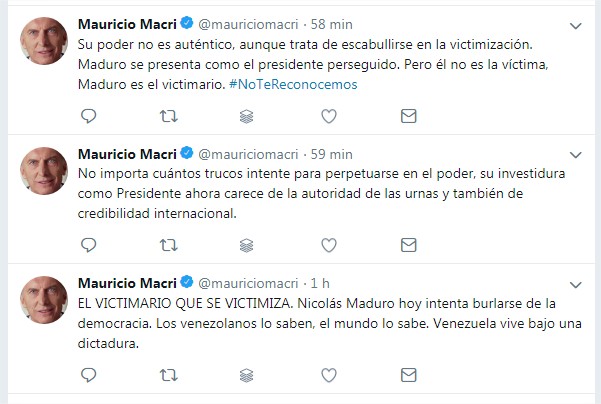 Macri: Venezuela vive bajo dictadura