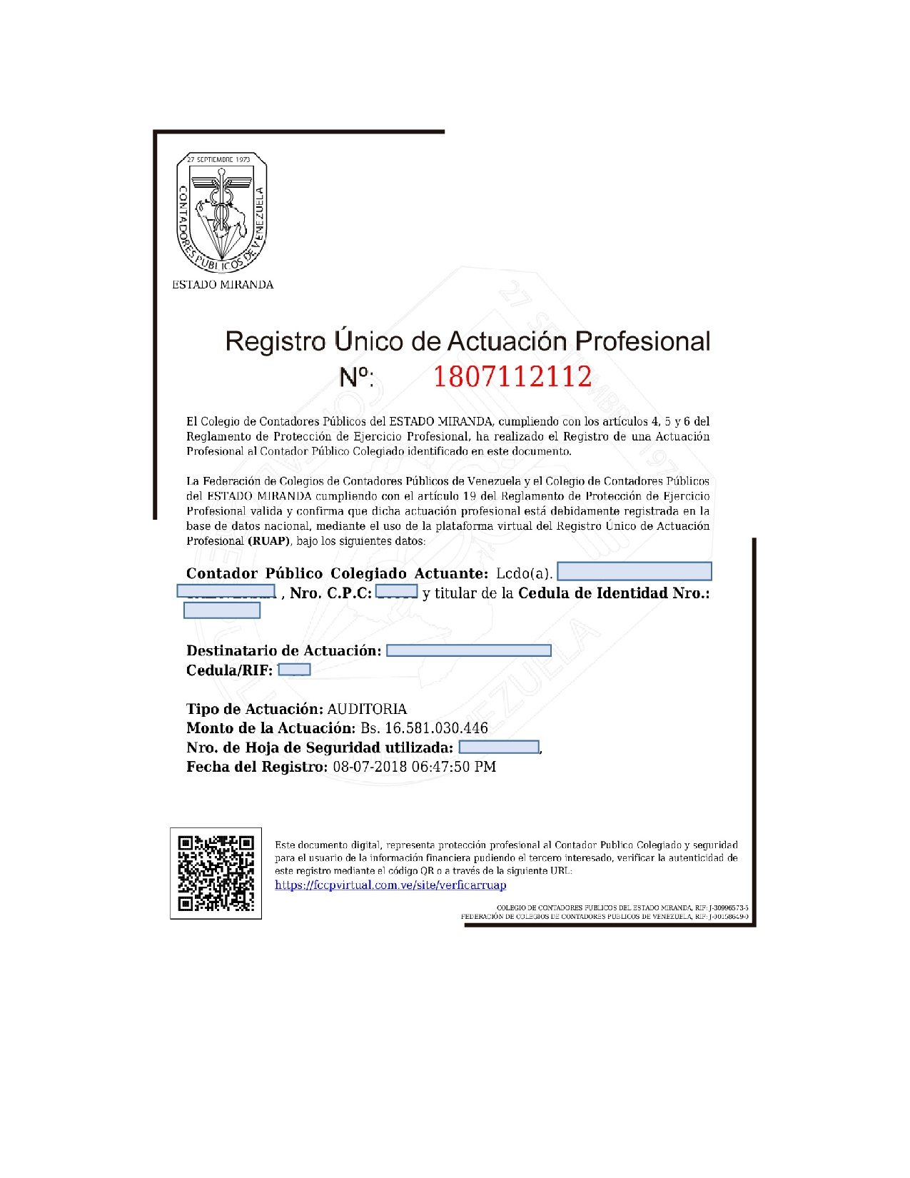 Conozca el sistema de registro y certificación de las actuaciones de contadores públicos