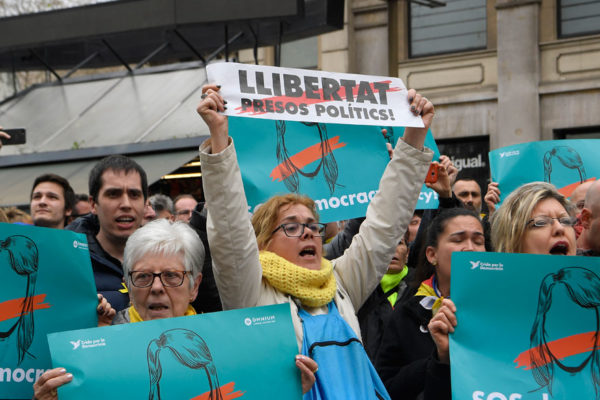 Manifestaciones en Cataluña tras la detención de Puigdemont