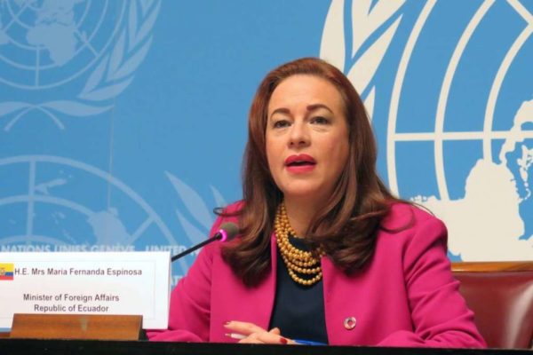 María Fernanda Espinosa: «Es tiempo de tener una mujer al frente de la OEA»
