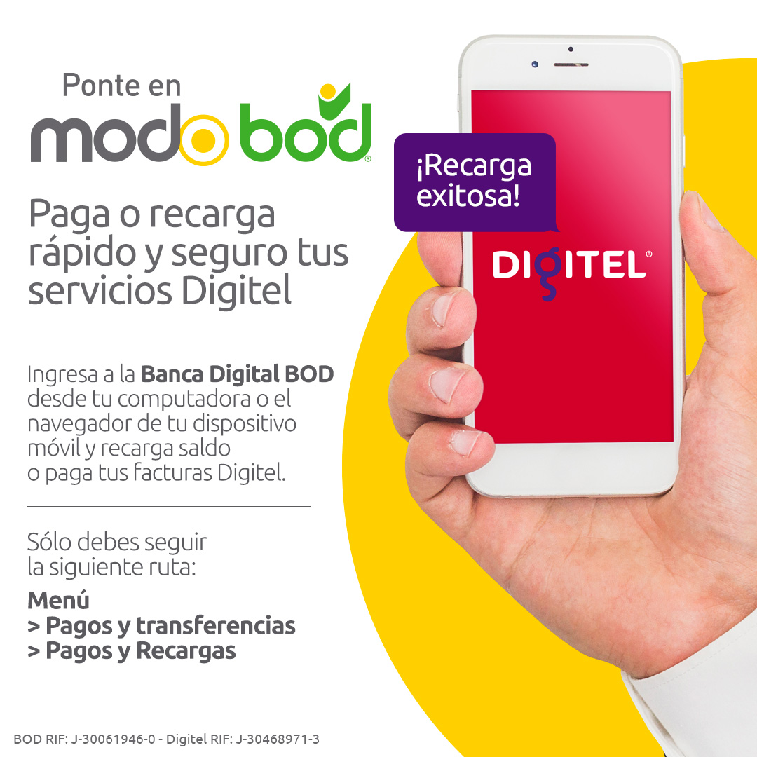 BOD incorpora a Digitel en su plataforma de pago de servicios