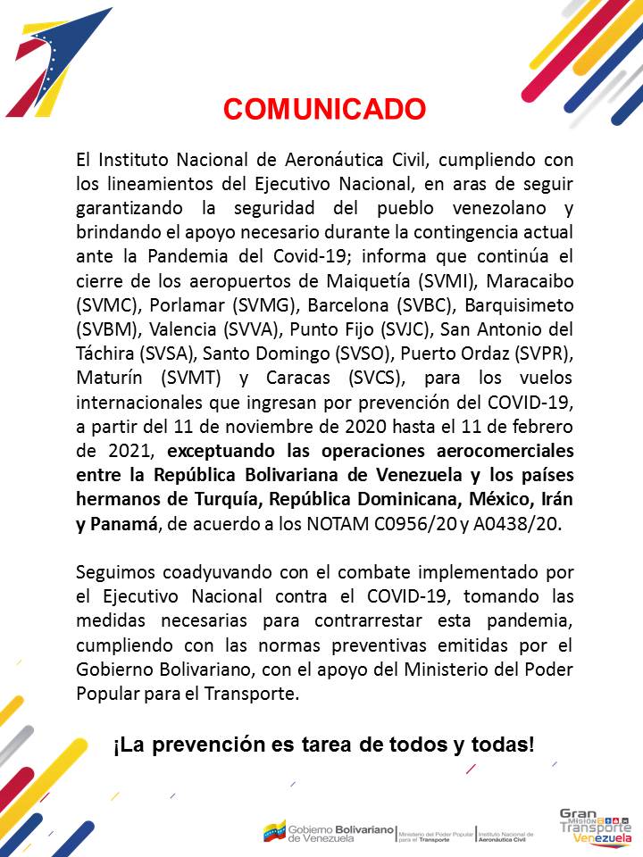 INAC reabre vuelos a Panamá pero mantiene la restricción de operaciones hasta febrero de 2021