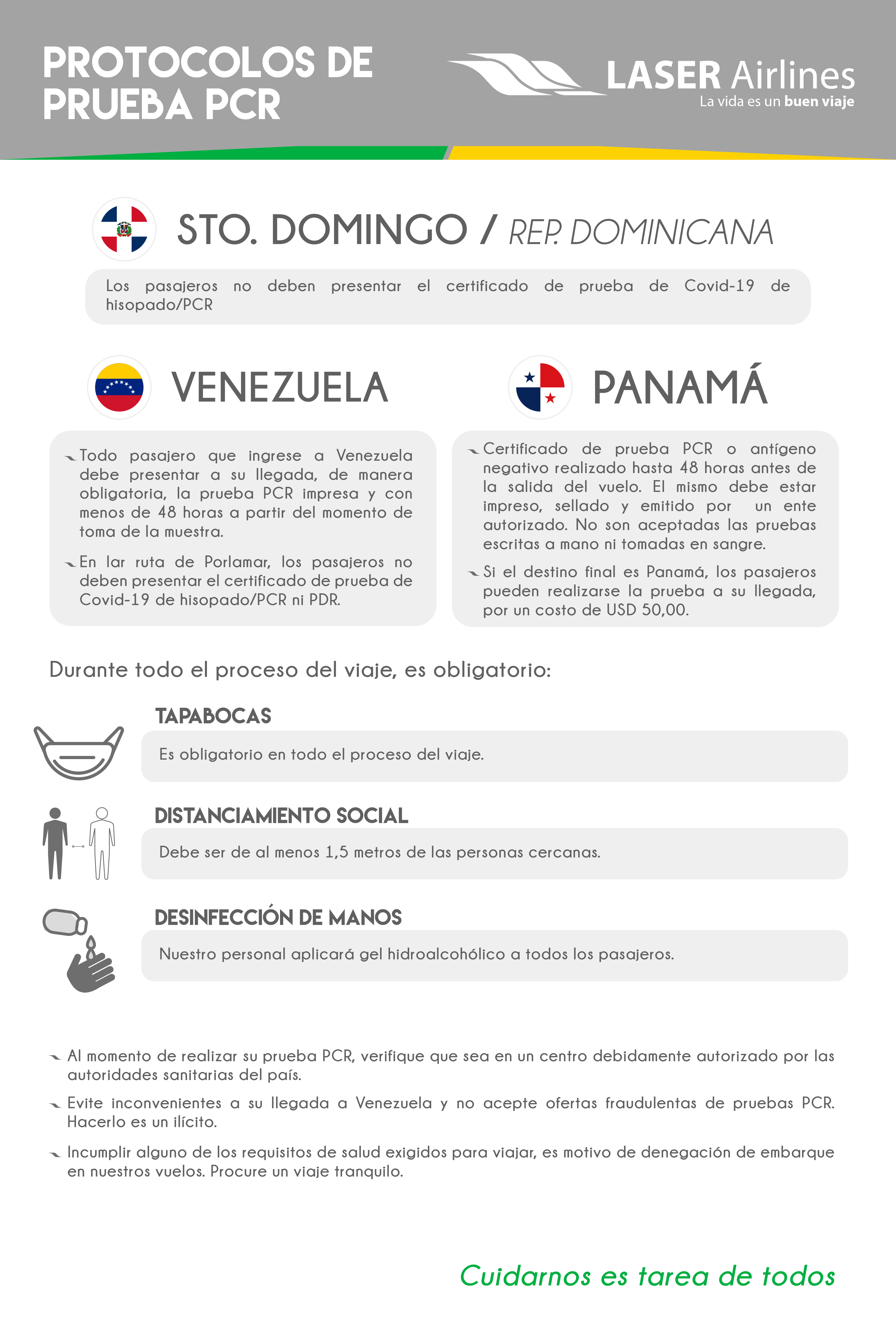 Conozca los protocolos sanitarios de Laser para viajar dentro y fuera del país