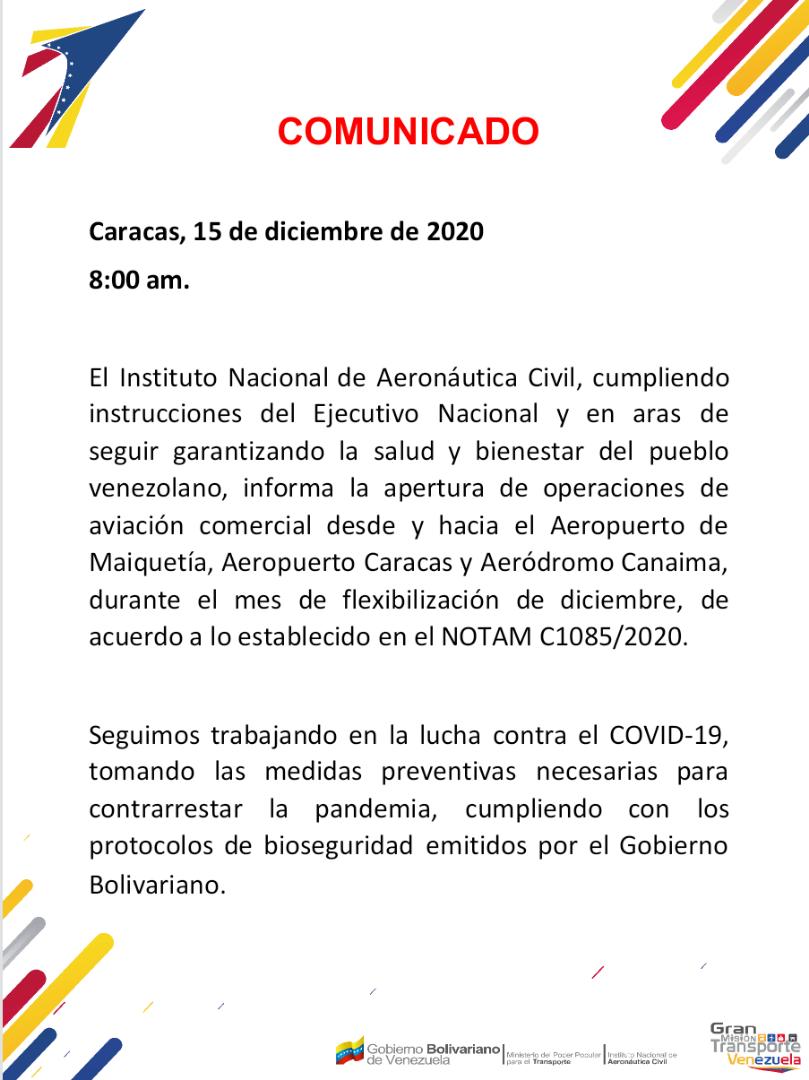 INAC autoriza vuelos a Canaima mientras pasajeros claman por reactivación de rutas internacionales