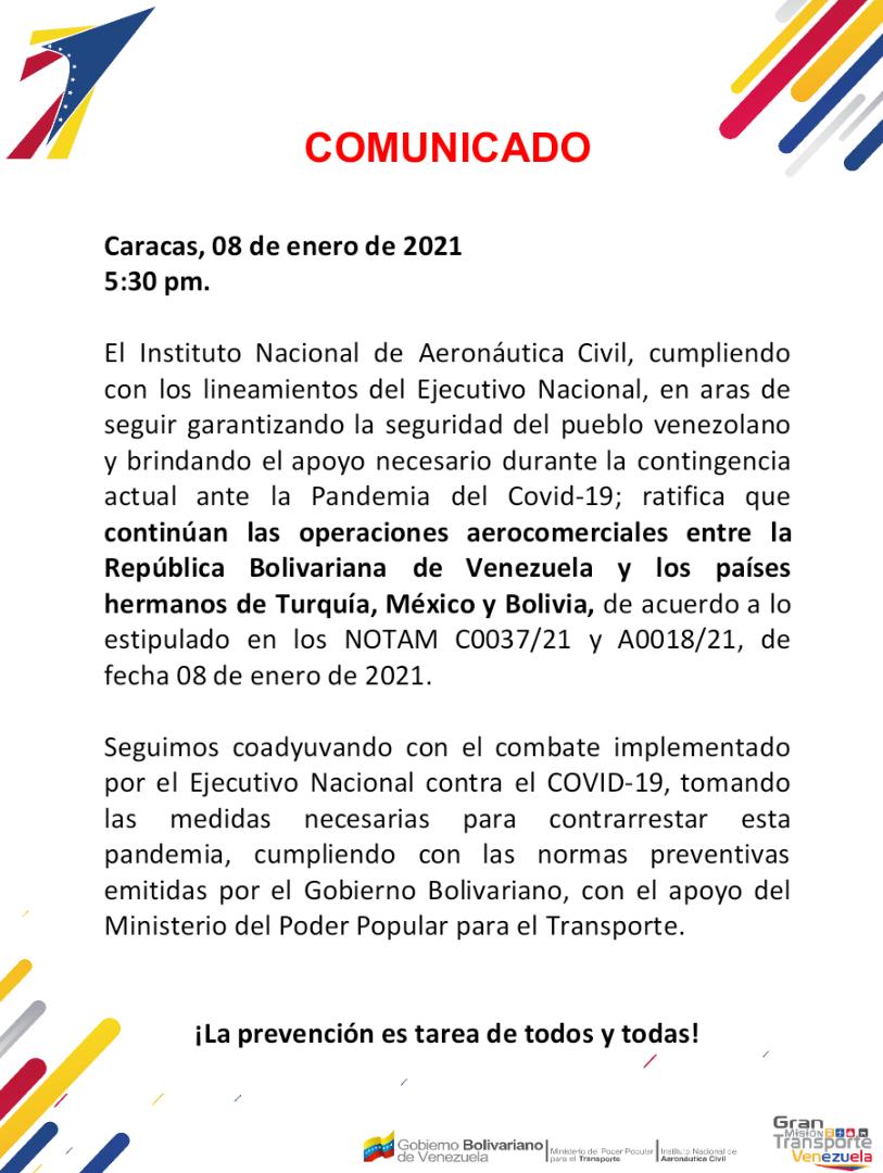 INAC mantiene restricciones aeronáuticas hasta el #14Feb