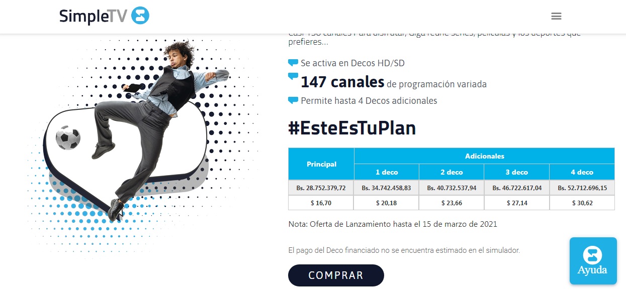 Las nuevas tarifas de los planes de TV por satélite de Simple TV