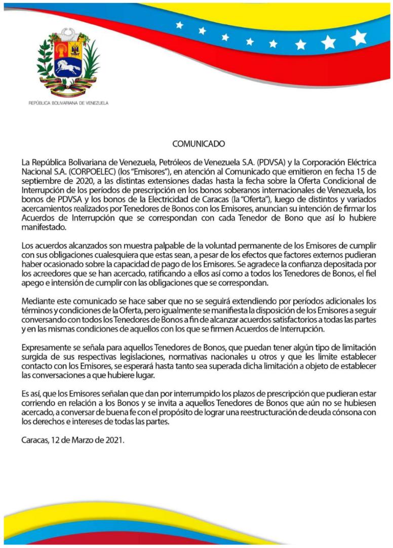 Gobierno no extenderá plazo de oferta de renegociación de deuda, pero sigue abierto a negociar