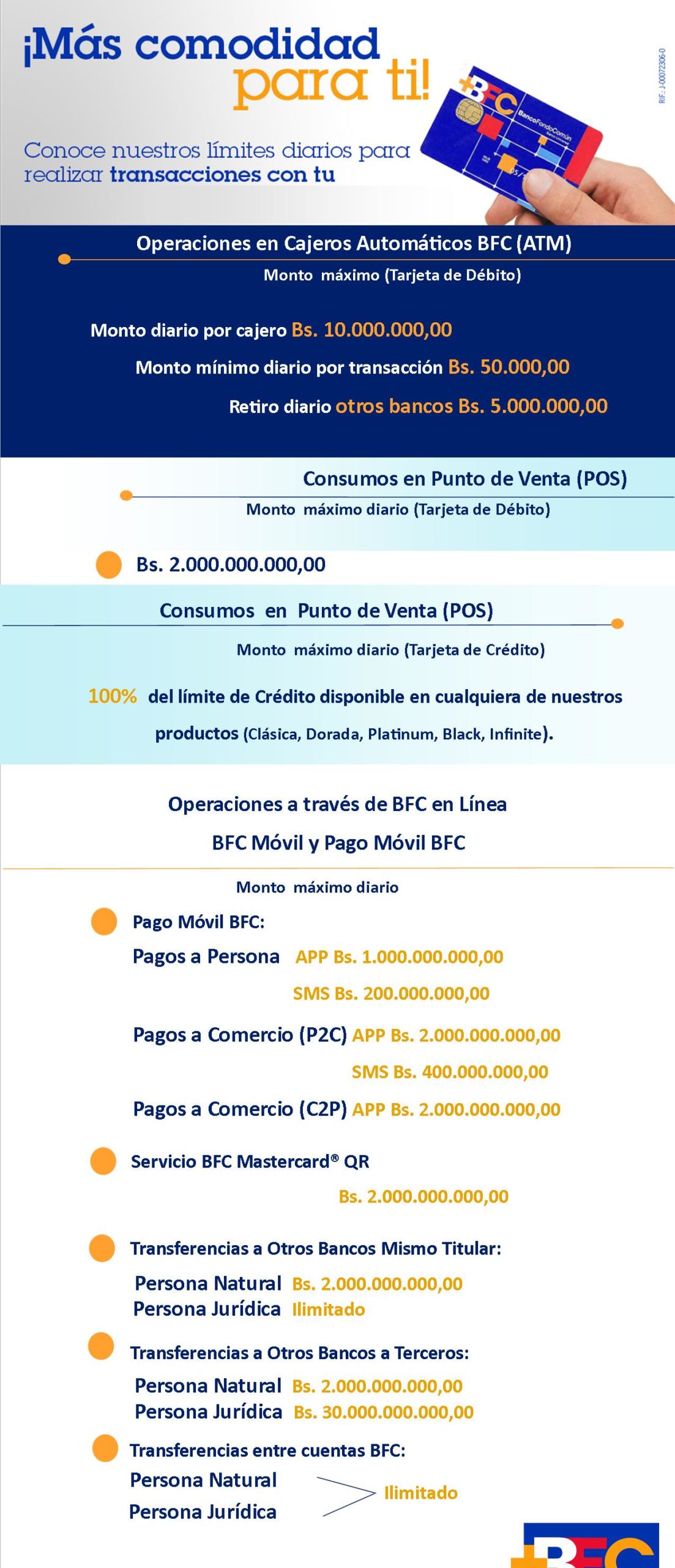 BFC actualiza límites diarios para las transacciones: estos son los montos