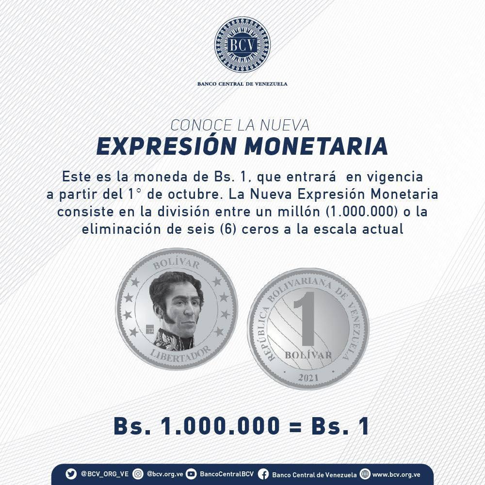 Este es el nuevo cono monetario que circulará desde #1Oct