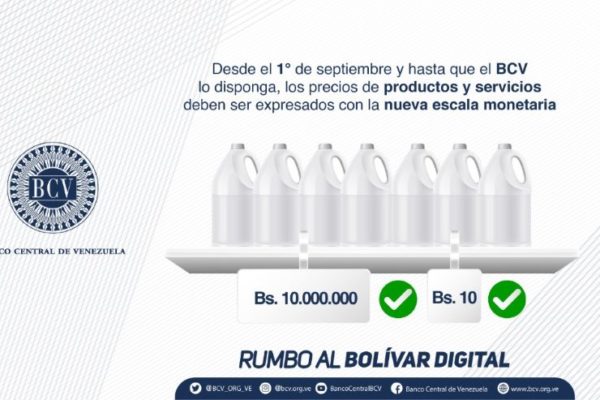 BCV recuerda que todos los precios de bienes y servicios deben expresarse en bolívares actuales y nuevos