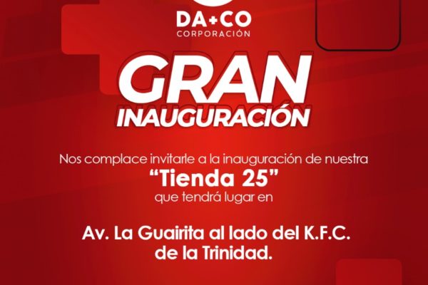 En la Trinidad: DA+CO inaugura tienda 25 este sábado #16Oct