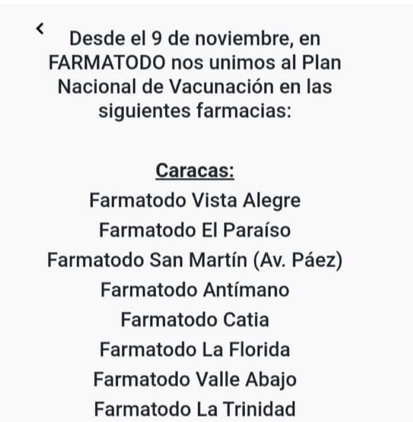 Farmatodo y Locatel habilitan centros de vacunación anticovid-19 (+ listado)