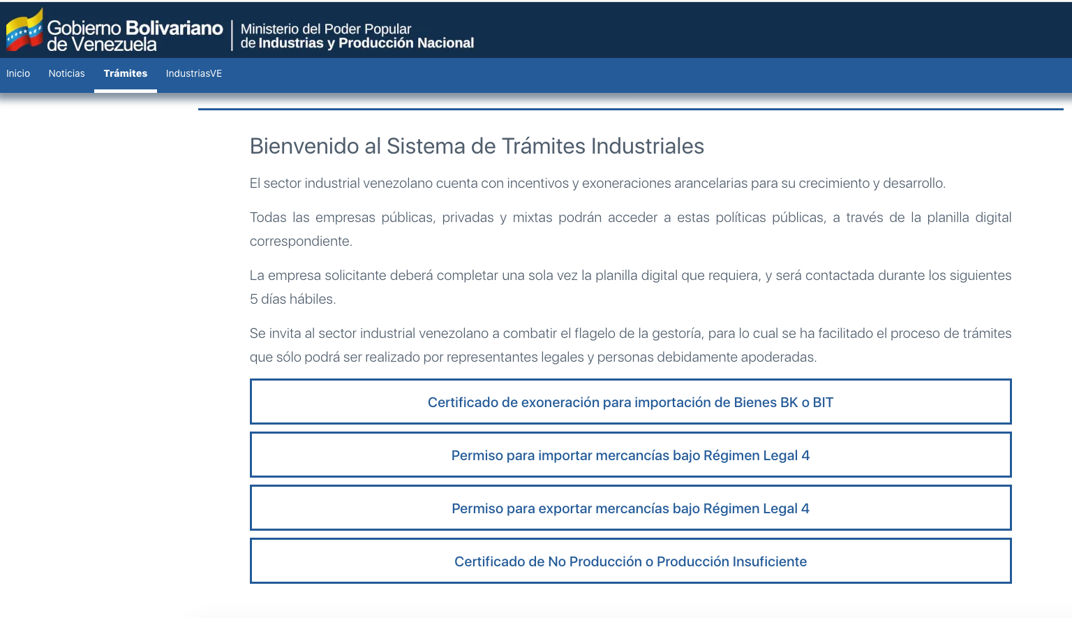 Ministerio de Industria habilita página web para trámites