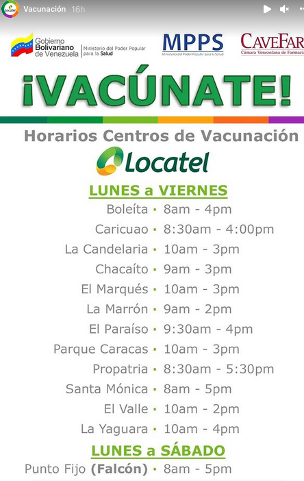 Estos son los horarios y requisitos para vacunarse contra el covid en Locatel y Farmatodo