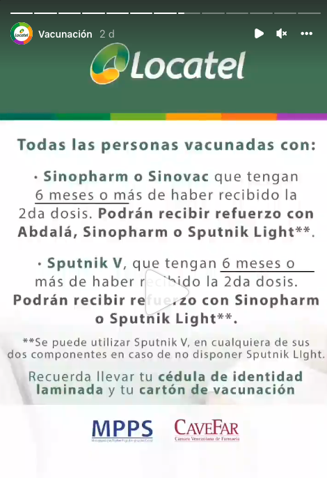 Conozca el cronograma de vacunación anticovid en Farmatodo y Locatel