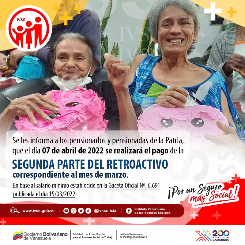 IVSS paga este jueves la segunda parte del retroactivo a los pensionados