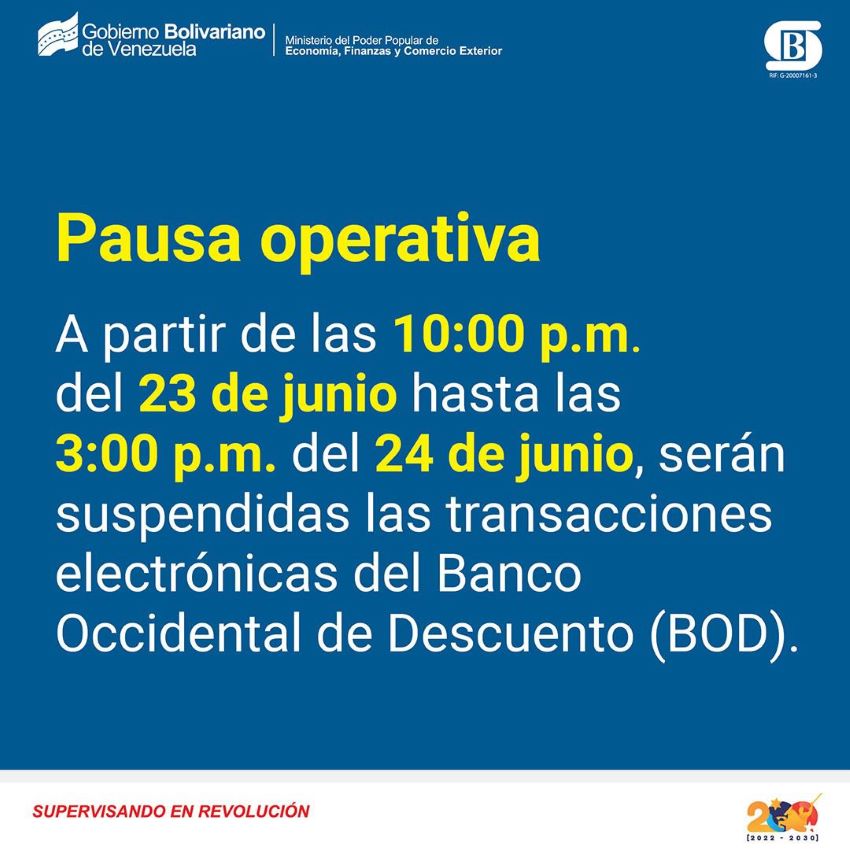 #Cronograma | Sudeban supervisa proceso de migración de clientes y operaciones del BOD al BNC