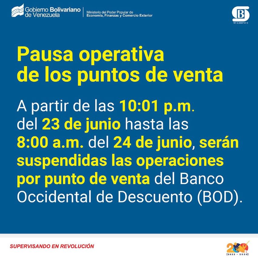 #Cronograma | Sudeban supervisa proceso de migración de clientes y operaciones del BOD al BNC