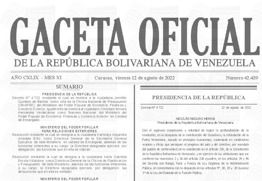 Ejecutivo designa nueva jefa de la ONAPRE y Tesorero Nacional (+Gaceta)