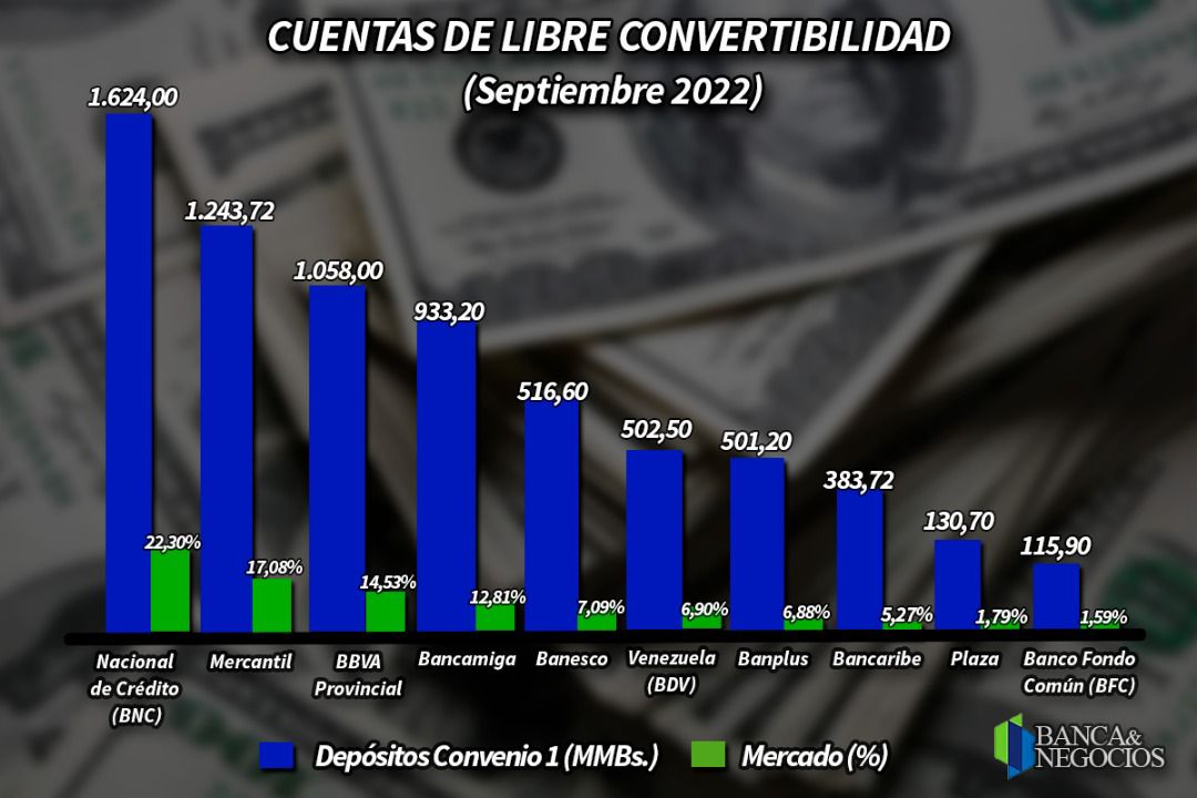 #Exclusivo | Tres bancos concentran 54% de los depósitos en divisas de libre convertibilidad (+ Top 10)