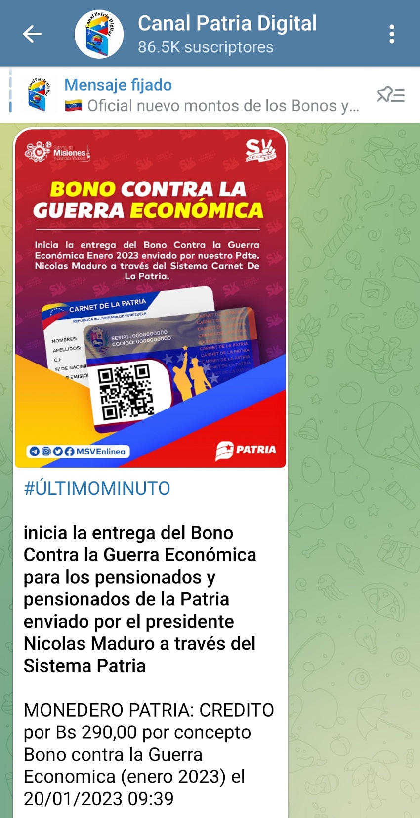 Bono Guerra Económica enero 2023 para pensionados