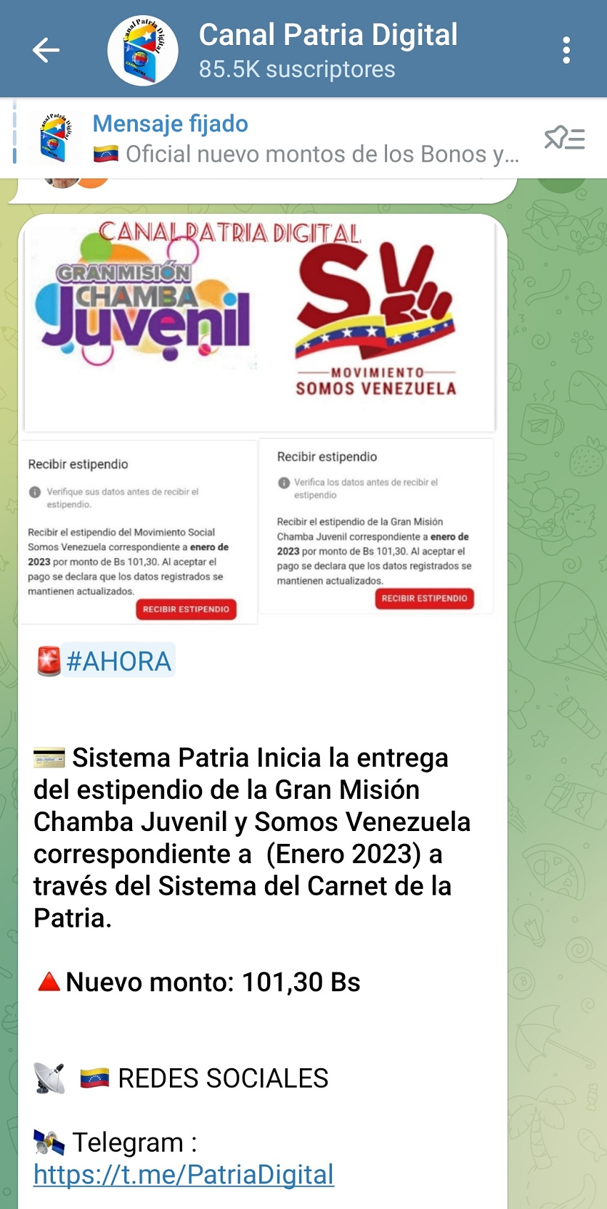 Nuevo monto: Comenzó la entrega del estipendio de la «Gran Misión Chamba Juvenil» y «Somos Venezuela» de enero