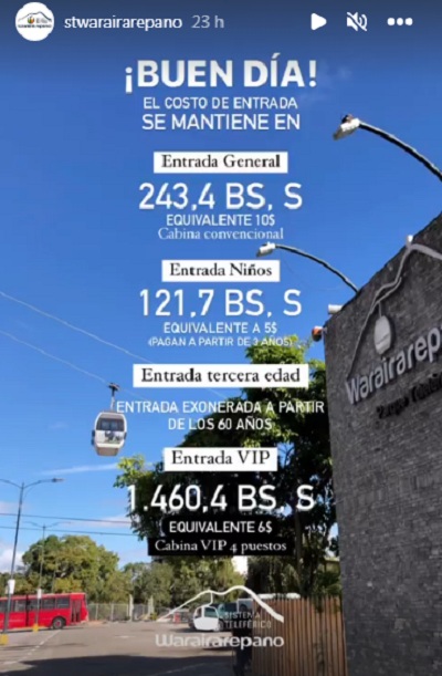 Conozca los costos para subir en teleférico al Warairarepano tras el reinicio de sus actividades