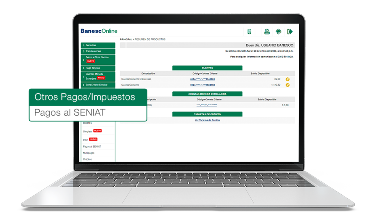 Plataforma de BanescOnline facilita el pago de impuestos bajo control del Seniat