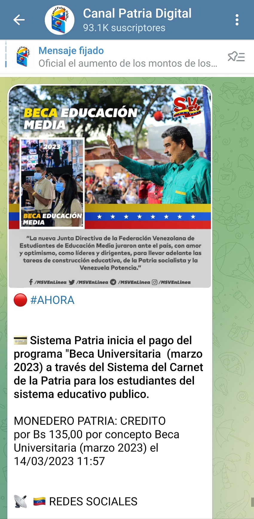 Aumentó 9,04%: Inició el pago del programa «Beca Universitaria» de marzo por el sistema Patria (+monto)