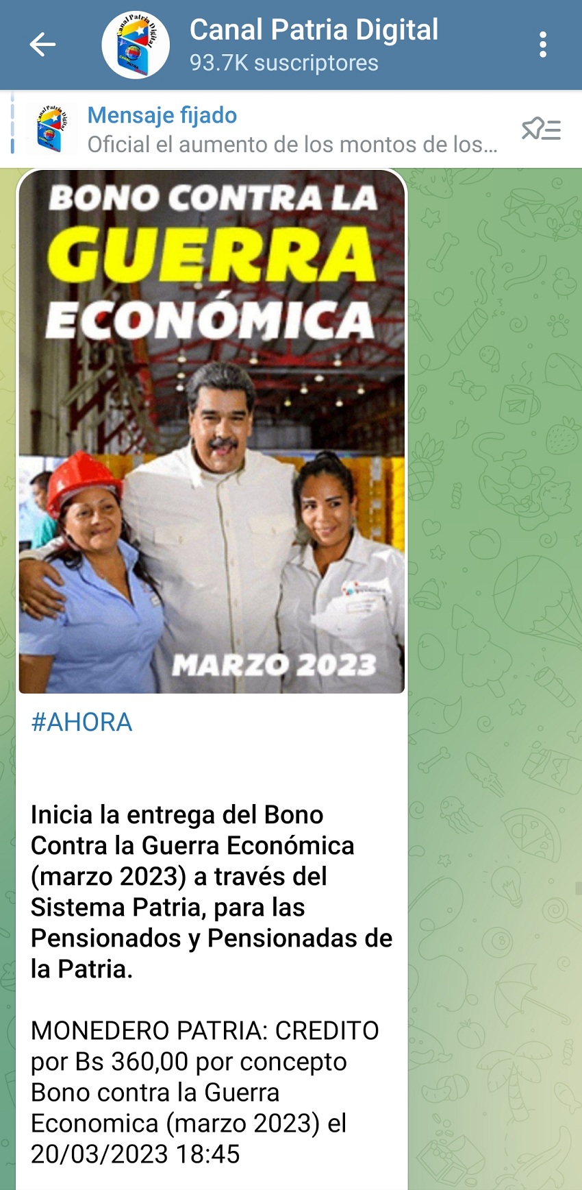 Comenzó la entrega del bono «Contra la Guerra Económica» de marzo para los pensionados (+monto)