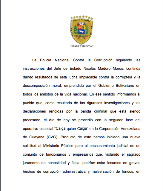 Policía Anticorrupción solicitó la detención de funcionarios de la CVG