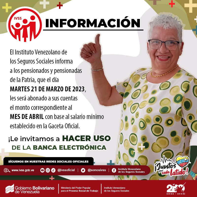 IVSS pagará este #21Mar la pensión correspondiente al mes de abril de 2023 (+monto)