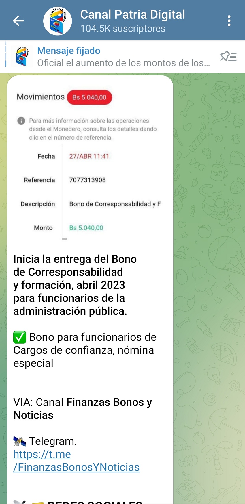 Comenzó la entrega del bono de «Corresponsabilidad y Formación» de abril por el sistema Patria (+monto)