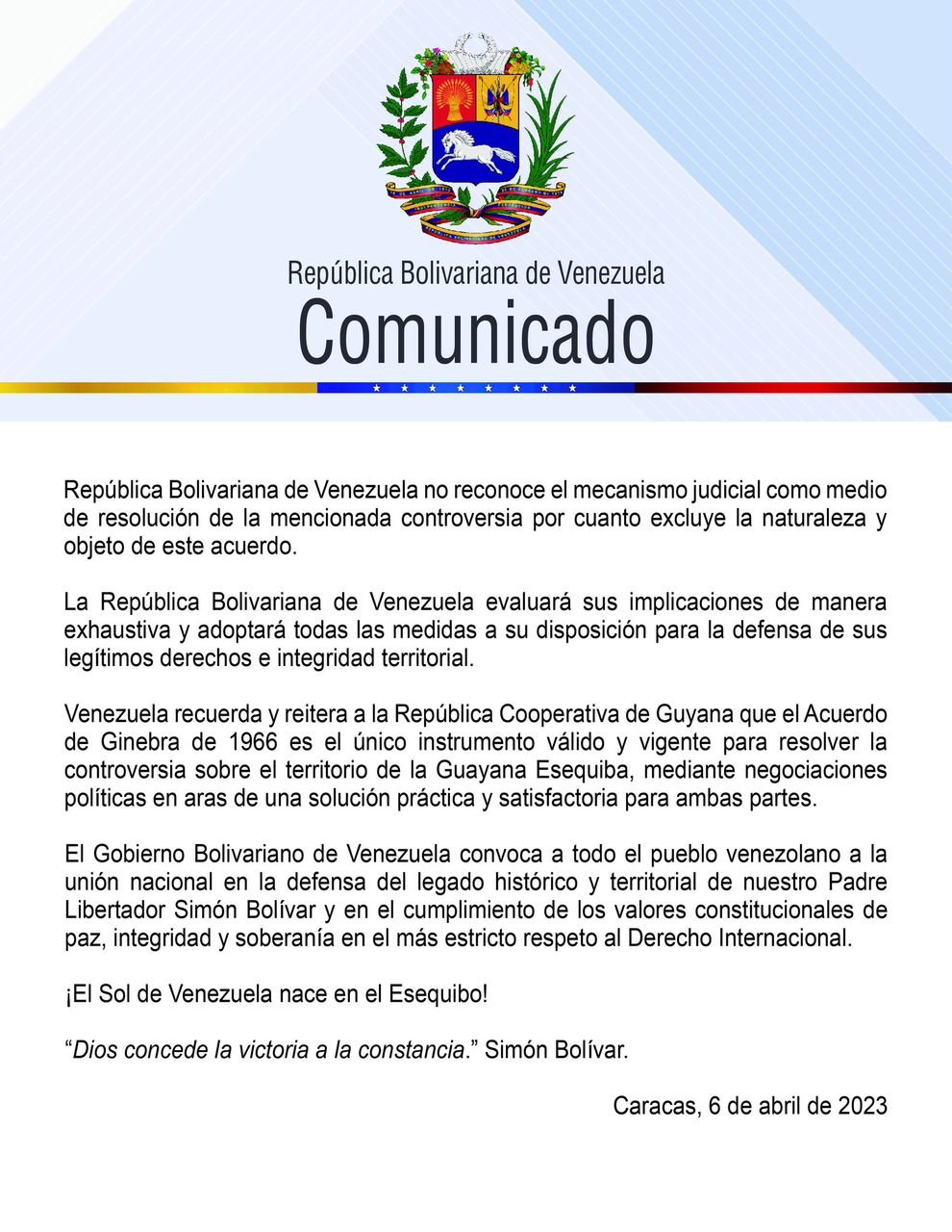 Gobierno «celebra» fallo de la Corte Internacional de Justicia de dirimir conflicto con Guyana