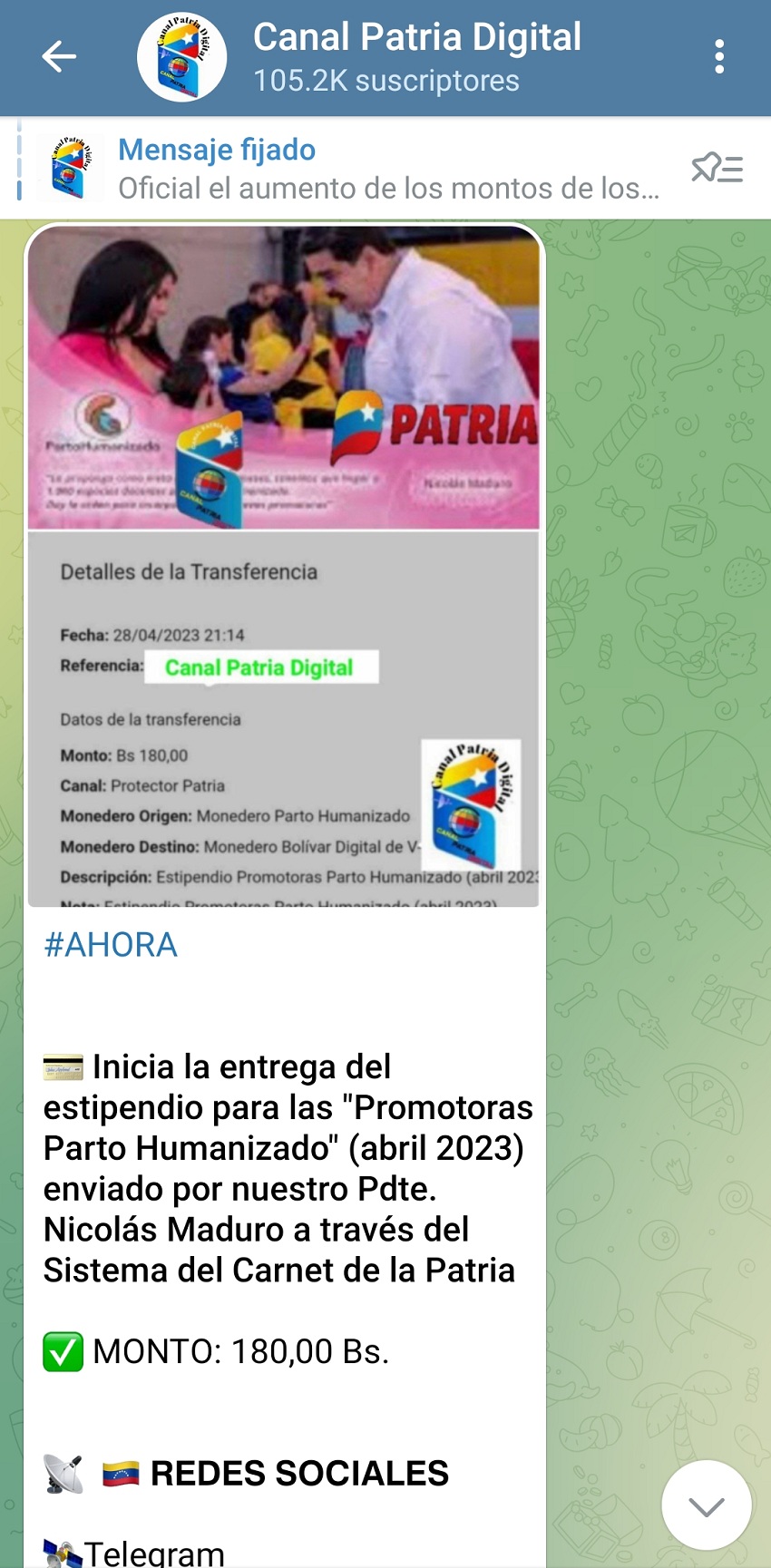 Inició la entrega del estipendio a las «Promotoras del Parto Humanizado» por el sistema Patria (+monto)