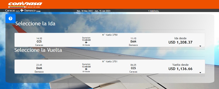 Estos son los precios de los boletos: Conviasa conectará a Venezuela y a Siria a partir del #30May