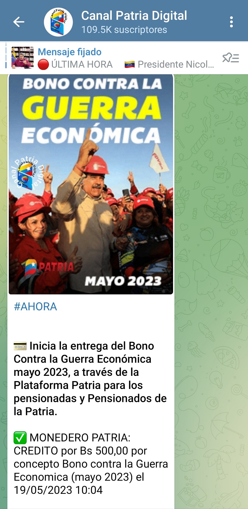 Inició la entrega del bono «Contra la Guerra Económica» de mayo para pensionados por el sistema Patria (+monto)