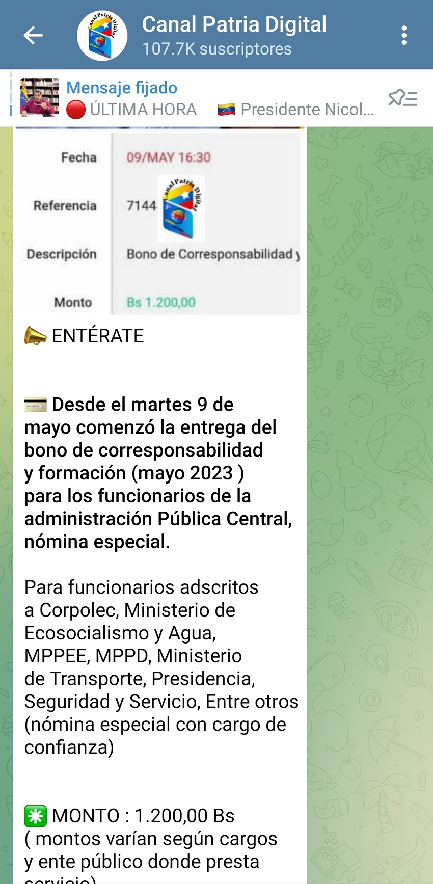 Comenzó la entrega del bono «Corresponsabilidad y Formación» de mayo por el sistema Patria (+monto)