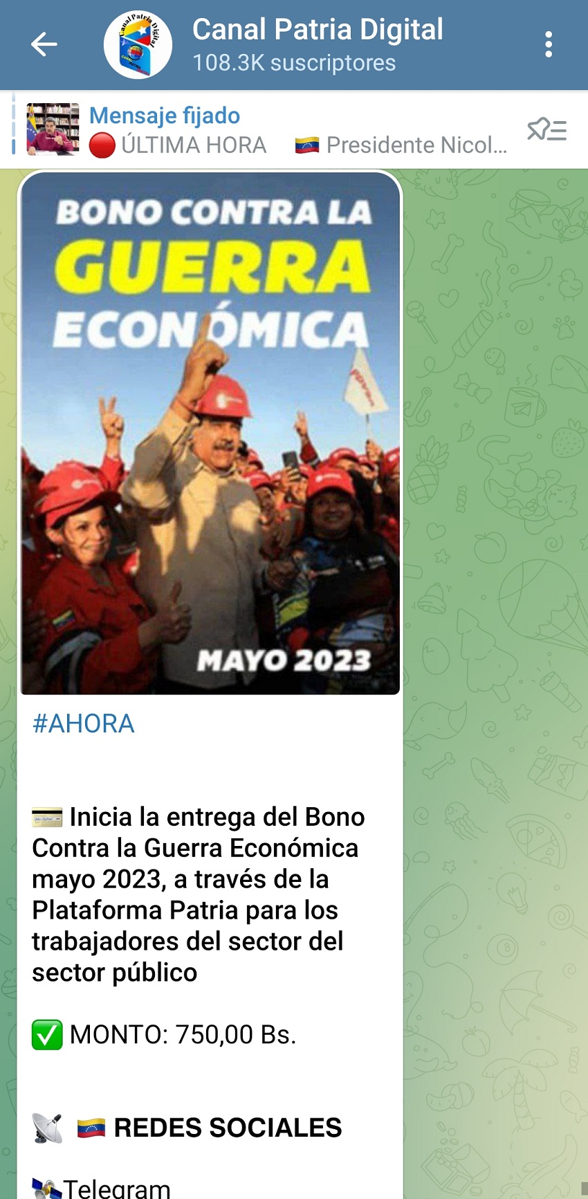 Más de US$29: Comenzó la entrega del bono «Contra la Guerra Económica» a trabajadores del sector público