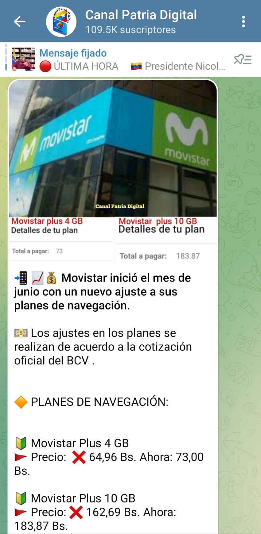 Movistar realizó un ajuste a los precios de sus planes de navegación correspondiente a junio (+costos)